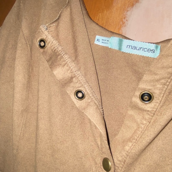 Velvet Tan Button Down Dress - Picture 4 of 5